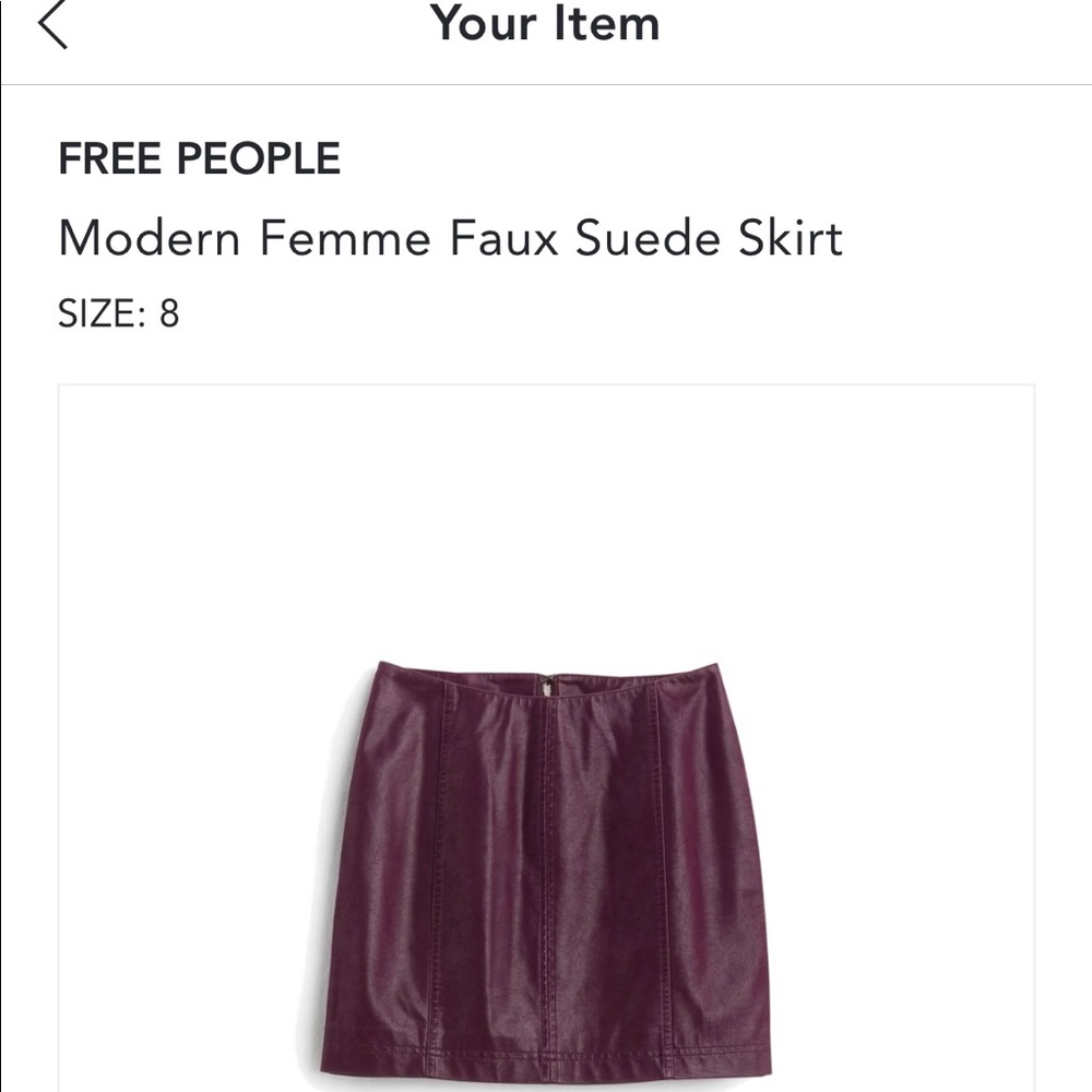 Feaux leather plum Free People skirt, brand new, never worn